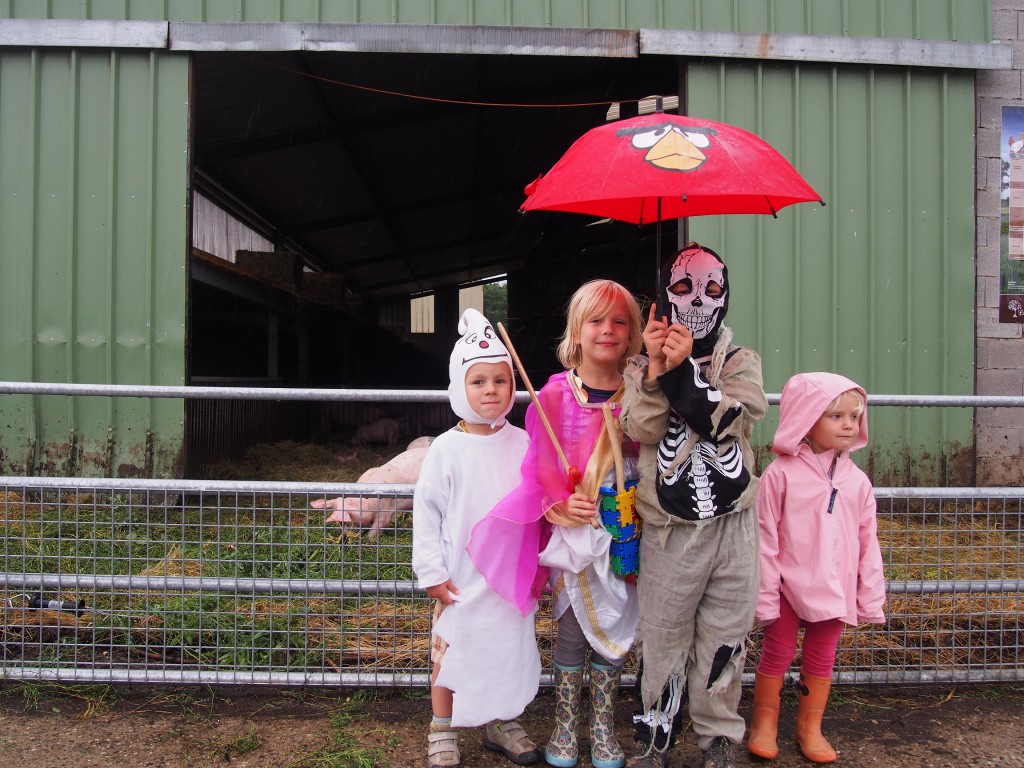 Ce jour là sur la ferme, les enfants étaient déguisés. Sûrement pour impressionner les filles.